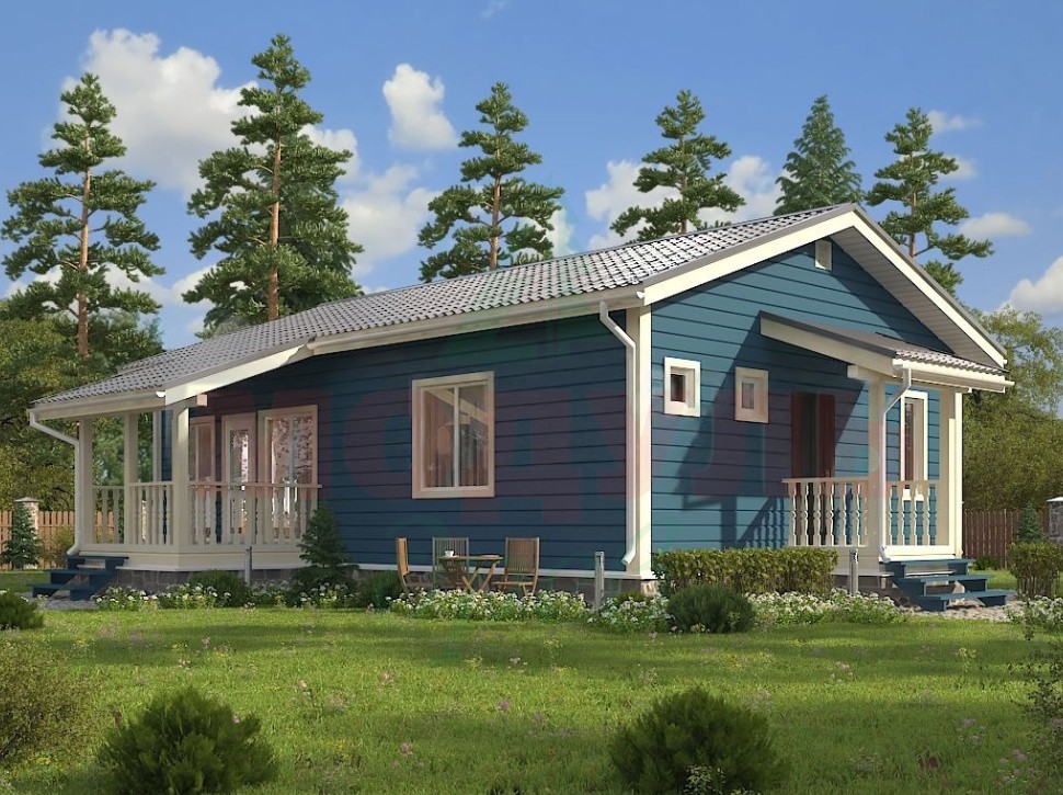 Проект дома из бревна 128 м²