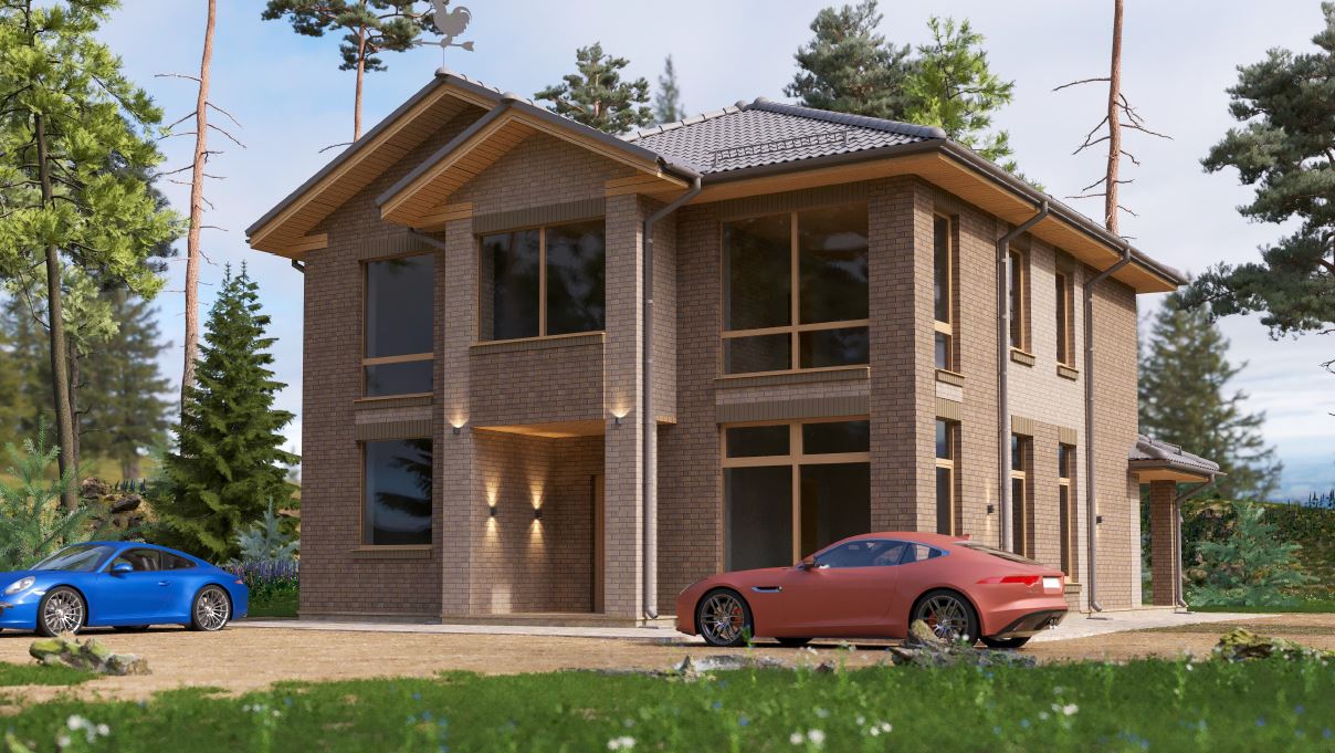 Проект дома из бревна 137 м²